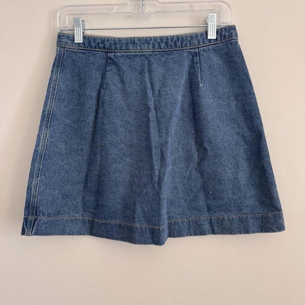 American Apparel Denim Mini Skirt Button Front Medium Stone Wash Indigo Blue M - Picture 2 of 8